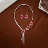 Zirconia Maple Leaf Necklace & Earring Set - Luxury Jewelry for Dressing Up