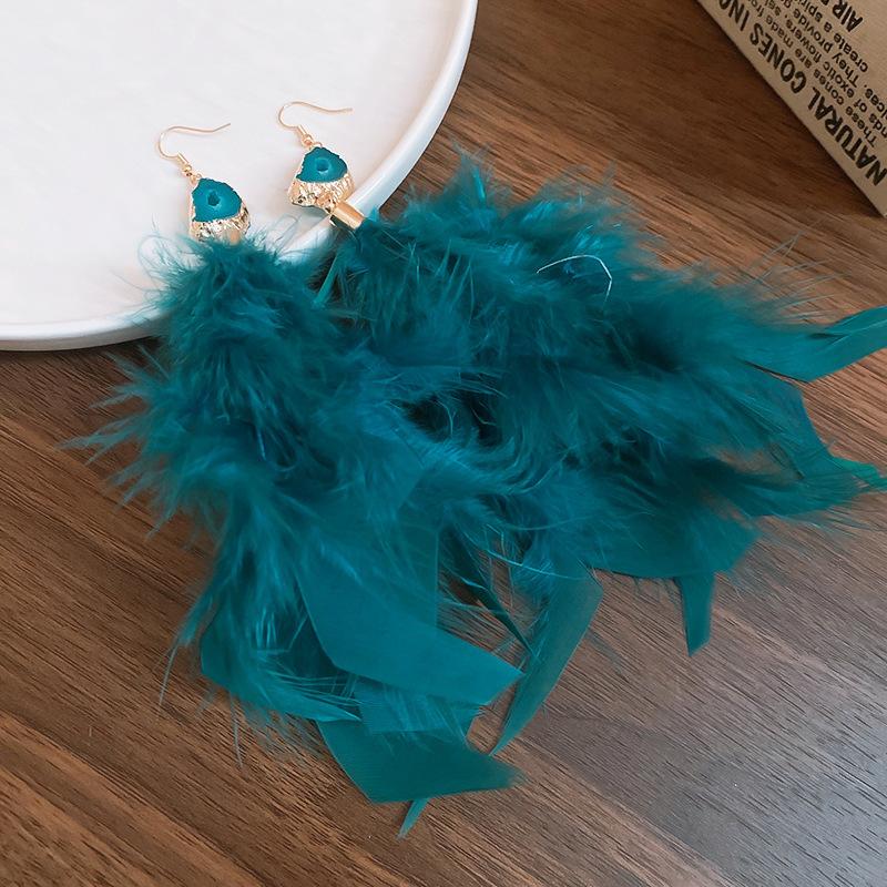 Bohemian Ethnic Style Feathers Fringed Earrings Ear Hooks Personalized Vacation Wind Ears