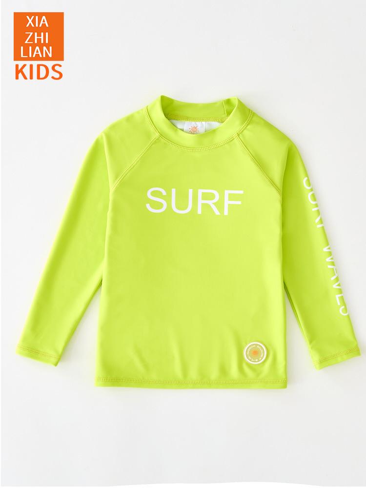 Dopamine Fluorescent Green Teen Sun Protection Quick-Dry Long Sleeve Swimsuit