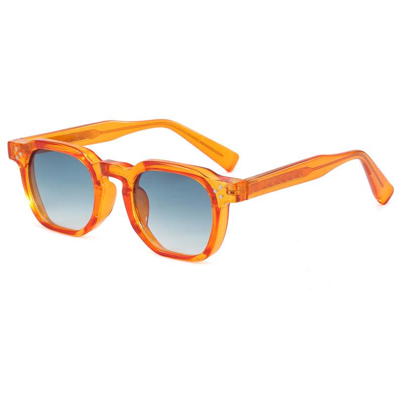 Retro Rivets Men Square Sunglasses Fashion Blue Green Trending Shades Uv400 Women Clear Frame  Hombre