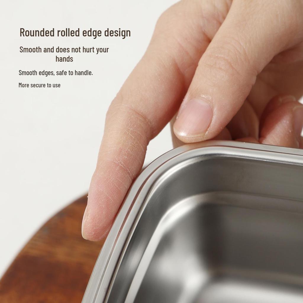 304 Stainless Steel Fresh-Keeping Bento Box with Plastic Lid – Portable, Food-Grade Storage for Fruit and More