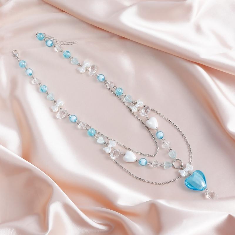 Simple Necklace Beaded Necklace Chic Pendant Necklace Fashionable Neck Jewelry Multilayer Necklace Gift for Women Girls