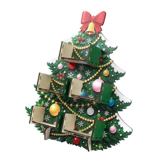 Clear Drawer Storage for Sweets Christmas Tree Wooden Candy Display Stand, Acrylic Organizer Tiered Holiday Treat Holder Party Dessert Table, Holder