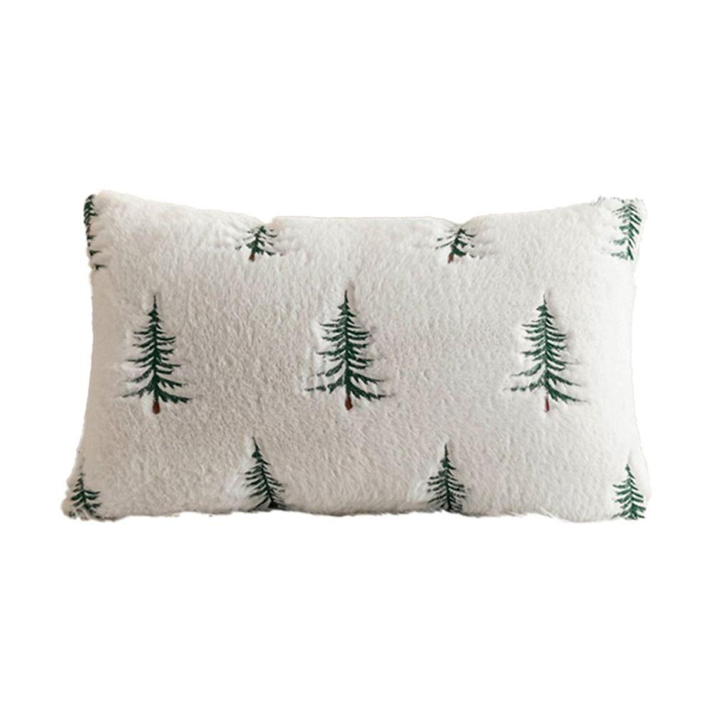 New Faux Rabbit Fur Throw Pillow Cover Christmas Tree Pattern Cozy Fluffy Pillowcase White 45x45cm Cushion Cover