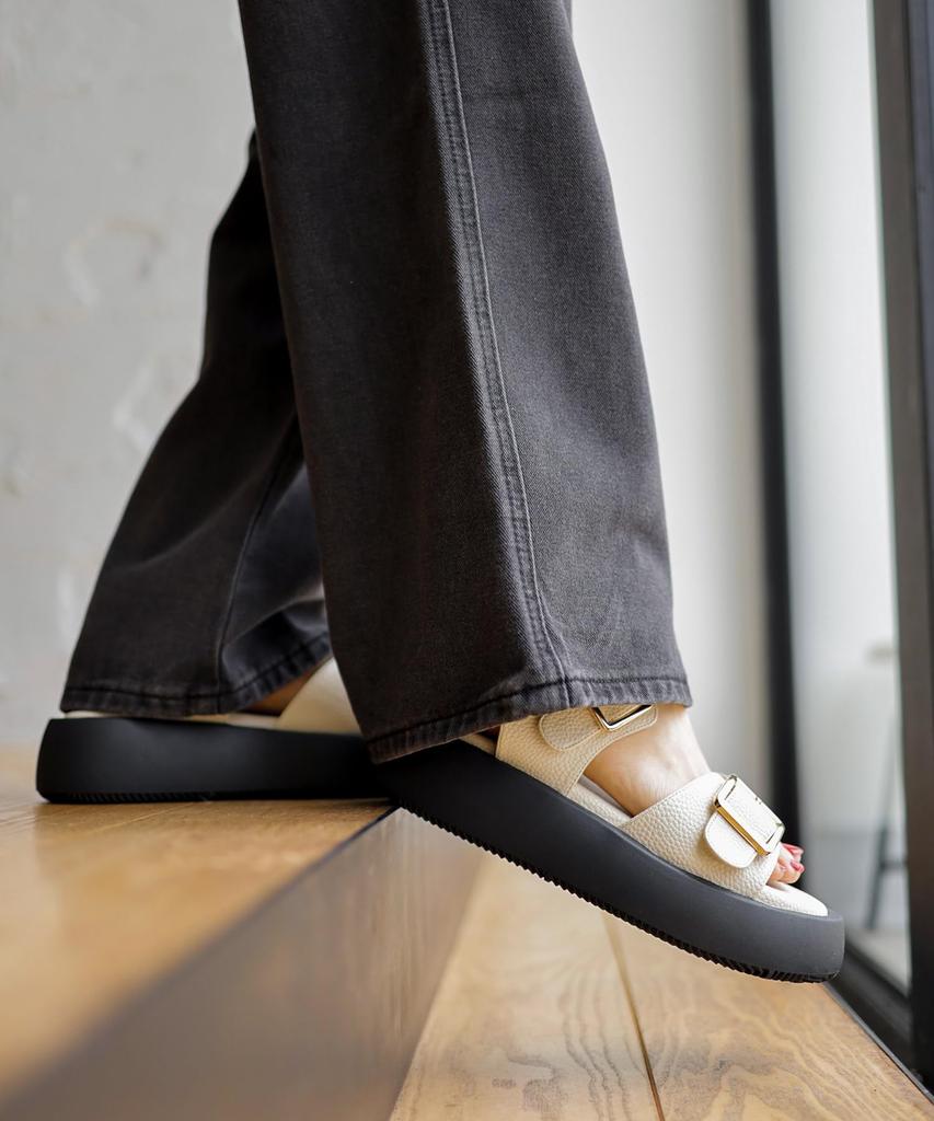 Double Belt Platform Sandals for Size [Sest] Women, 3L, Ivory, mts21-IV-3L