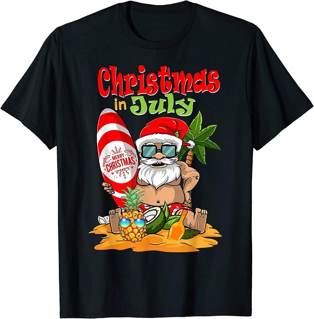 NEW LIMITED! Christmas In July Funny Santa Summer Beach Trip Tee - MADE IN USA
