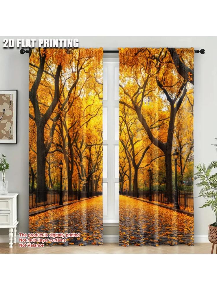 

Plane Printing Print Curtains Autumn Forest Versatile Polyester Without Rod All Ldeal Living Room Made Of Great Window Treatment W100*H70(CM)-Grommet top&1PCS