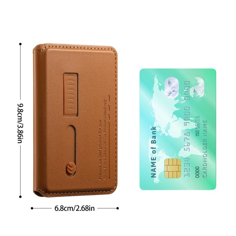 Adjustable Viewing Angle Phone Stand Card Storage Foldable Design Magnetic Backing PU Leather Construction