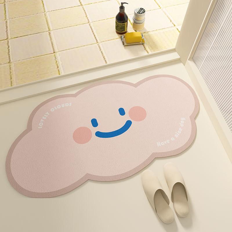 Silica Diatomaceous Mud Bath Mat Bathroom Entryway Non-Slip Fast Drying Cartoon Design Floor Rug