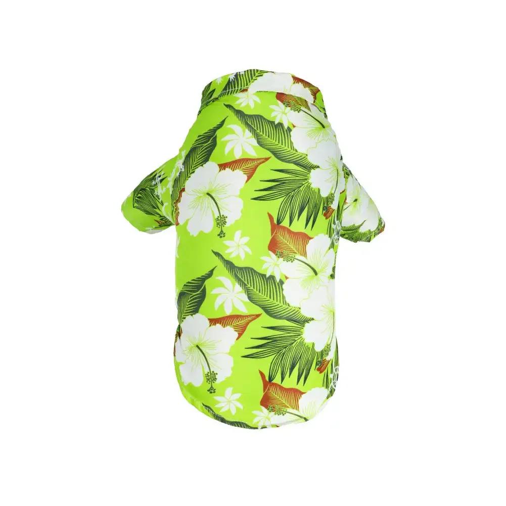 

Модные летние дышащие футболки в гавайском стиле для домашних животных, кошек, собак, французских бульдогов, маленьких и средних собак, мягкие рубашки, принадлежности S зелёный