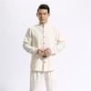 Ma Fan Buyi 2025 Chinese Style Men's Linen Shirt with Coconut Button and Stand Collar