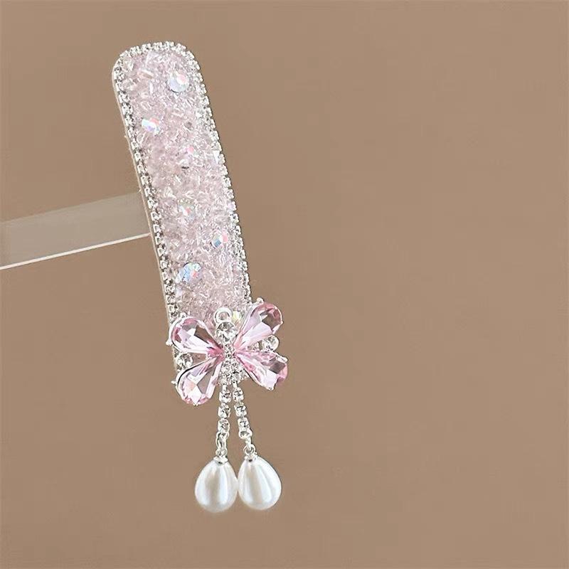 

Inlaid Bow Tassel Hair Clip For Women Temperament Sweet Hairpin High-End Side Bangs Clip Hair Accessories