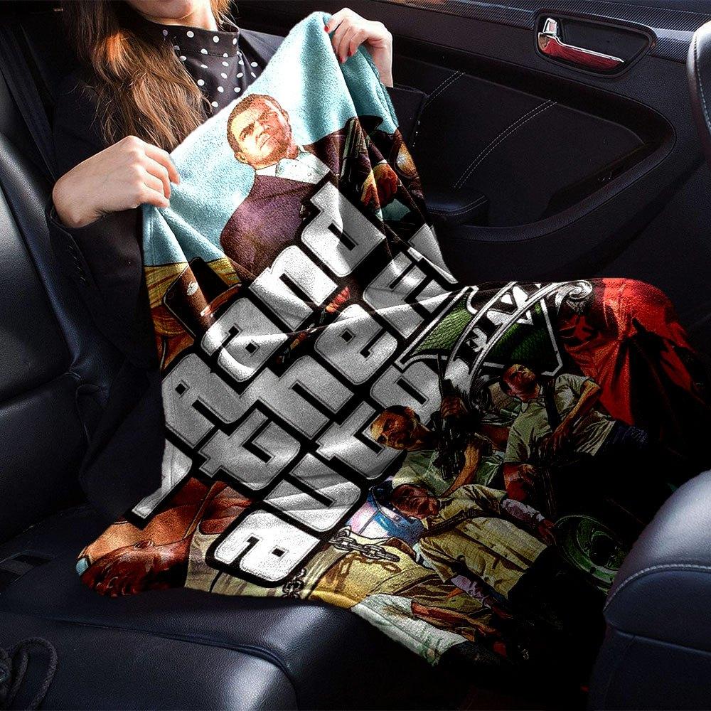 1pc Grand Theft Auto Soft Flannel Blanket with Designer Print A cozy blanket for all seasons, perfect for the couch, bed, office