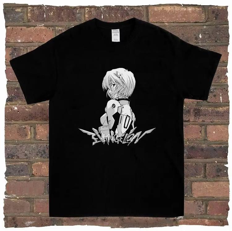 

Anime EVA Neon Genesis Evangelion unisex cotton Tshirt Oneck Short sleeve 2026 summer Unisexs Harajuku Rei Ayanami graphics Tees L