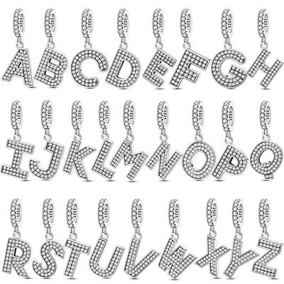New 925 Silver Charms Beads 26 Letters A-Z Alphabet Pendants Beads For Women Fit Original Bracelet DIY Jewelry Making