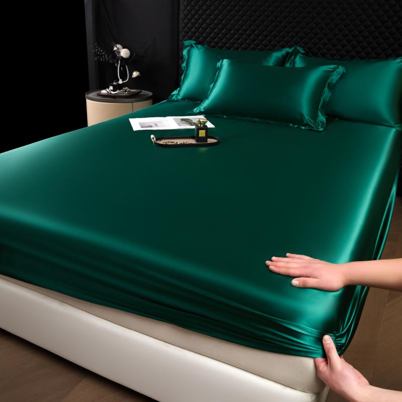 Einfarbiges Mode-Satin-Spannbettlaken Rayon-Matratzenbezug mit Gummizug Bettlaken für Bettwäsche 140x200 160x200