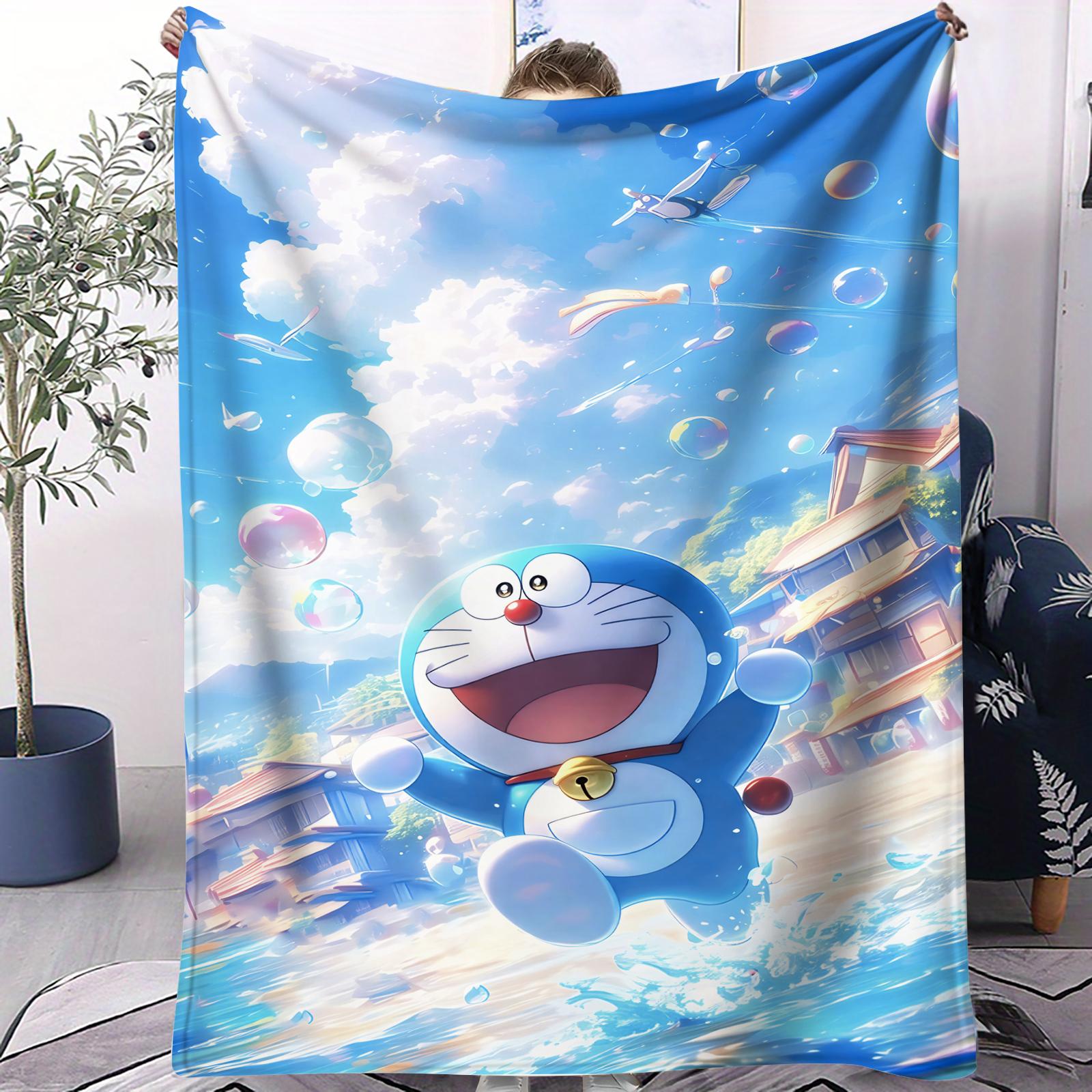 

Doraemon Under Moonlight Print Blanket For Office Travel Comfort Leisure Camp Travel Multifunctional Universal Blanket Fan Gife 70x100cm