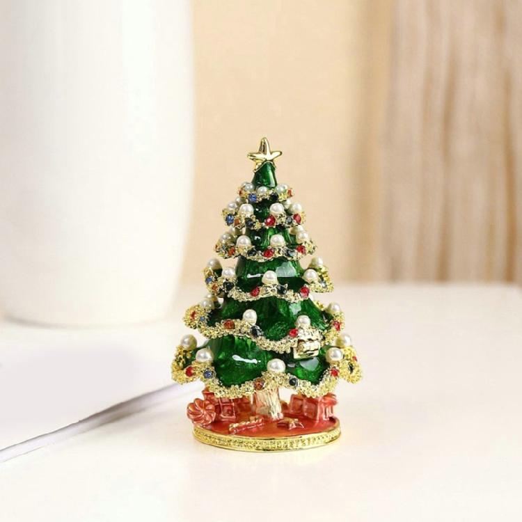 Elegante Grüne Ornament-Aufbewahrungsbox Einzigartige Weihnachtsbaum-Ringe-Box Praktischer Schmuckzubehör-Aufbewahrungsbehälter