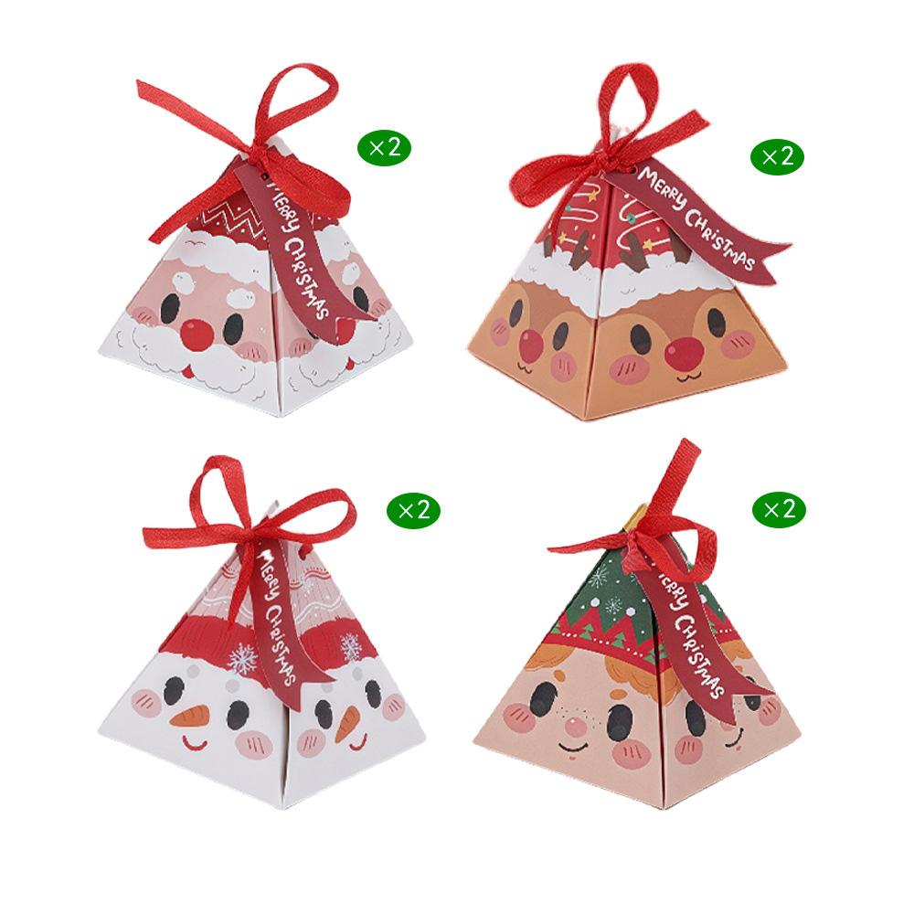 8Pcs Christmas Candy Boxes Christmas Gift Boxes With Ribbon For Xmas Birthday New Year Party Accessories Supplies