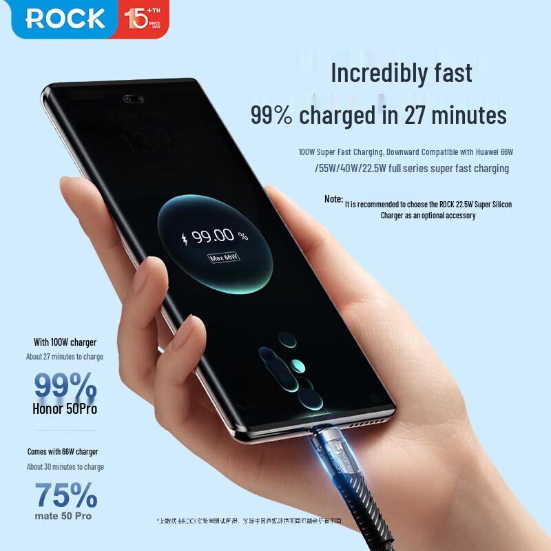 ROCK Z21 100W Type-C to Type-C Transparent Fast Charging Cable