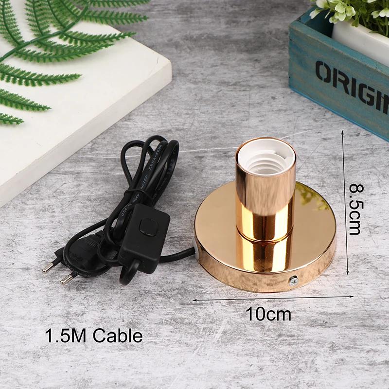 1,5M Kabel Nachtlicht mit Lampenkopf E27 Lampenfassung Schreibtischlampe Dekolampe Polierte Metall Schreibtischlampenfuß Halter