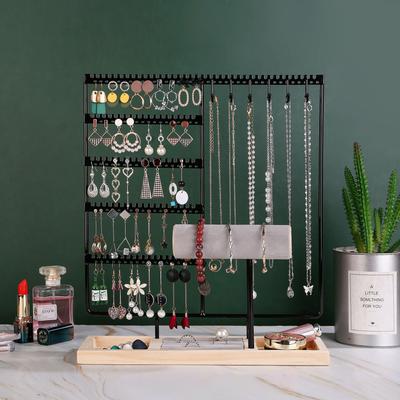Étagère Présentoir à Bijoux Boucles d'Oreilles Bague Collier Montre Étagère à Bijoux Organisateur Support pour Bracelets Accroches Rangement avec Plateau à Bijoux