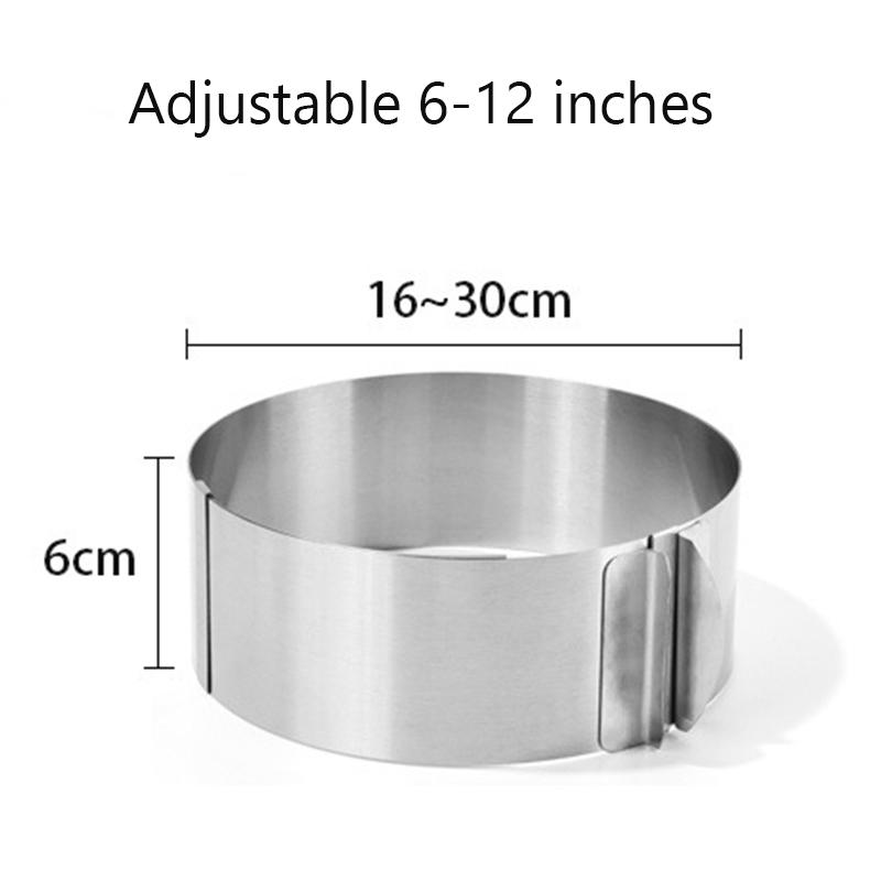 Stainless Steel Round Cake Mold Adjustable 6 To 12 Inches Height 6-15cm with Precise Scale Mold Baking Ring for Mousse Baking