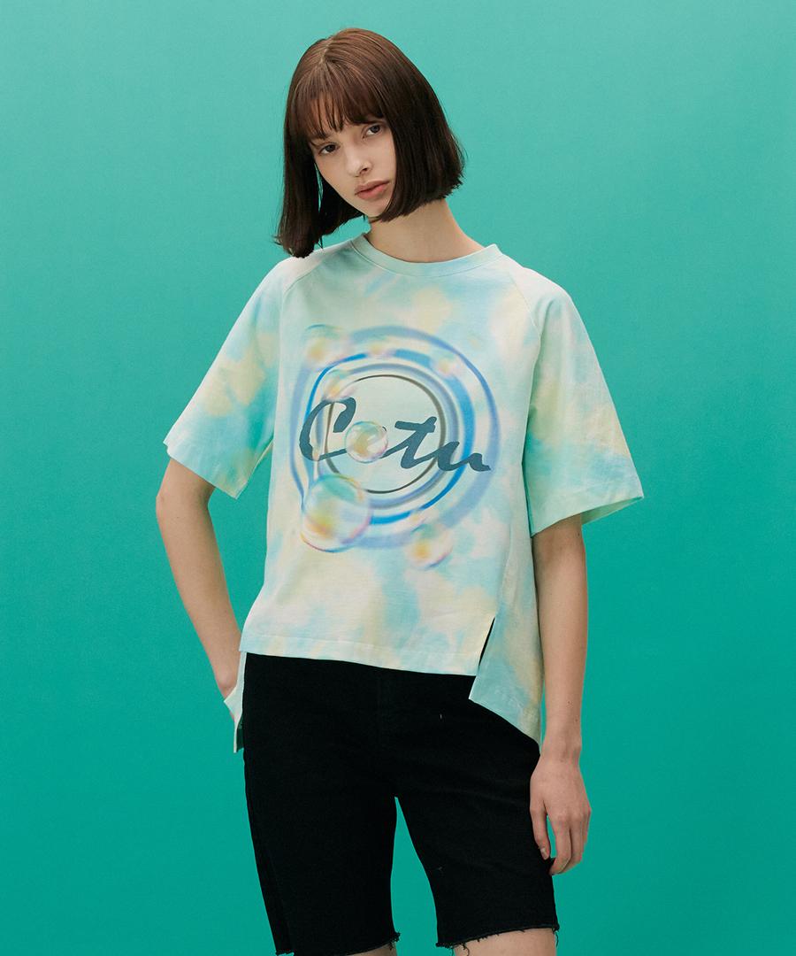 Cetu Tie-Dye Logo Print T-Shirt Blue Blue/Free