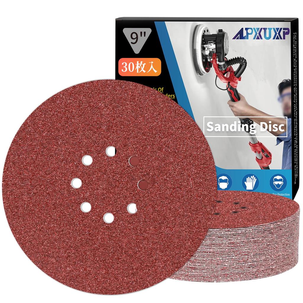 IROKCAKPT Set de șlefuire foi fiecare de și pentru Discuri electrice și de lustruire a metalului, 225mm, 8 găuri, Rotund, 30 de bucăți (5 #40, #60, #80, #120, #150, #240)