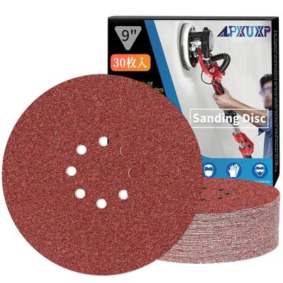 IROKCAKPT Sanding Set Sheets Each of and for Electric and Metal Polishing Discs, 225mm, 8-Hole, Round, 30-Piece (5 #40, #60, #80, #120, #150, #240)