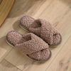 Plüschschuhe, Überkreuzriemen, Baumwollpantoffeln, Damenschuhe, Hausschuhe, Plüsch-Baumwollpantoffeln