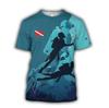 2024 new 3d printing T-shirt unisex diving art casual sweatshirt crew neck street top