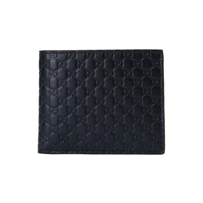 Portafoglio Corto Pieghevole Doppio in Pelle con Logo Embossato Vintage da Uomo Blu Navy 260987-BMJ1N-4009