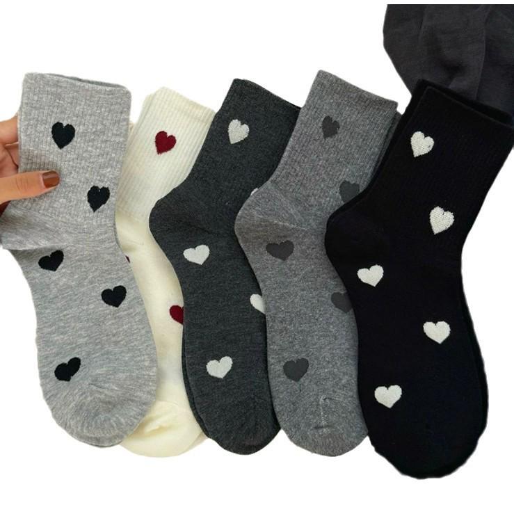 Women's Mid-Calf Angora Socks: Gray with Bow, Japanese-Inspired, Versatile & Breathable, Red Long Design for Autumn/Winter.