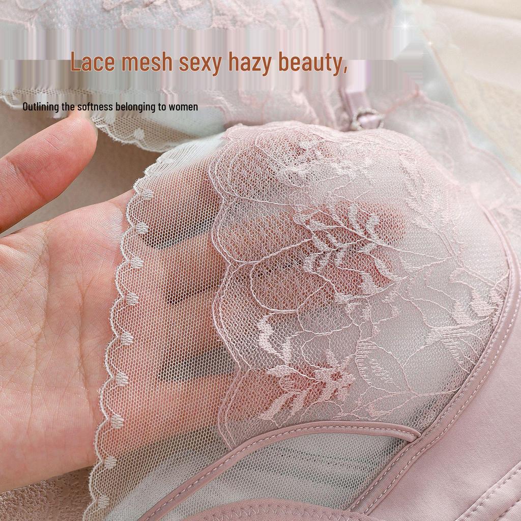 Lace Push-Up Wire-Free Bra for Small Busts - Adjustable, Skin-Friendly, Anti-Sagging Support