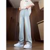 Light-colored soft jeans men's summer thin ice silk teen high school students elastic waist ironless boys summer pants