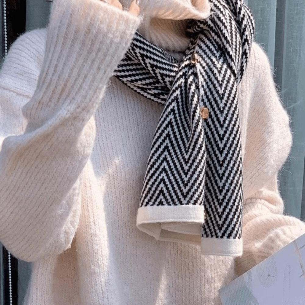 Plush Winter Cashmere Scarves Striped Long Shawl Classic Imitate Cashmere Scarf  Girl