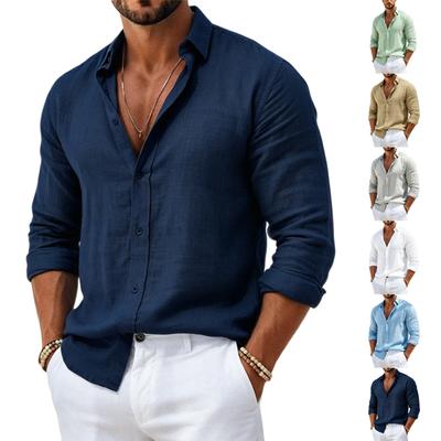 Men's Color Long Sleeve Casual Shirt with Collar for Versatile Everyday Wear