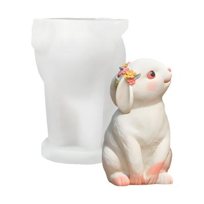 Plaster Mold Cute Rabbit Silicone Mold 3D Non-Stick Easter Candle Mold Handmade Lovely Baking Tools Mold Easter Decoration