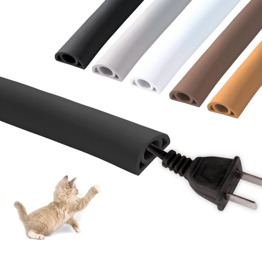 JP Number Wiring Cover, Cable Cover, Hiding Wires, Cable Cover, Pet-Friendly, Outdoor, PVC with Double-Sided Tape (Black, 3m)