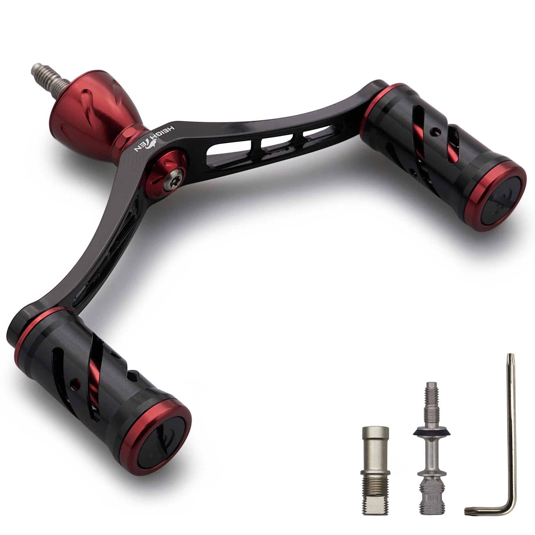

HEIGHTEN 92mm Reel Handle for Shimano and Daiwa Spinning Reels, Wing Vortex Series (Black & Wine Red) (HT25203)