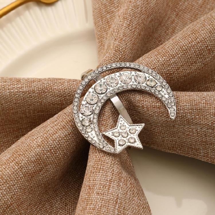 6 Pieces Moon and Star Napkin Rings Alloy Material Napkin Rings Napkin Buckles
