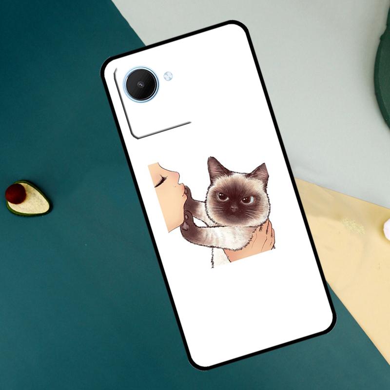 Kiss Cat Leuke Kitten Cartoon Voor Realme GT7 Pro GT6 C67 C65 C63 C61 C55 C53 C51 C35 C71 C75 11 12 13 14 15 Pro Plus Hoesje