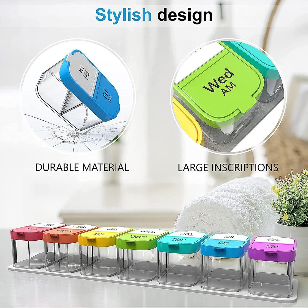 Portable Weekly Pill Organizer - Seven Day Medicine Dispenser Box