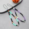 New Halloween Pumpkin Phone Chain DIY Phone Case Lanyard Colorful Bead Pendant Short Wrist Strap