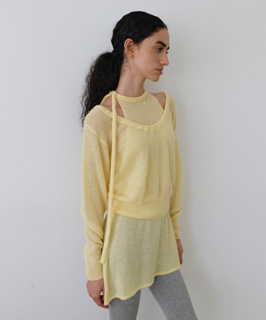 UUNE SCENE String Deep U-Neck Knit_Yellow