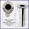 Marine Heavy Duty Stainless Steel Boat Cast Fishing Rod Holder Oval 15°/30°/90° with PVC Inner Boat Hardware