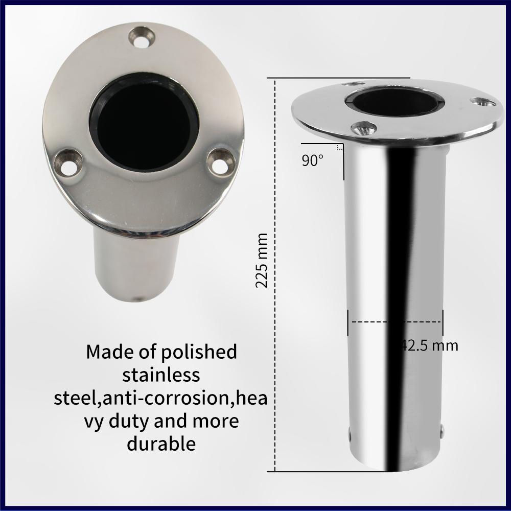 Marine Heavy Duty Stainless Steel Boat Cast Fishing Rod Holder Oval 15°/30°/90° with PVC Inner Boat Hardware