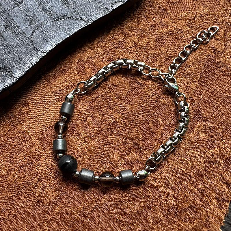 

Gaga Unisex Retro Obsidian Bracelet: Cold Style Titanium Steel Accessory