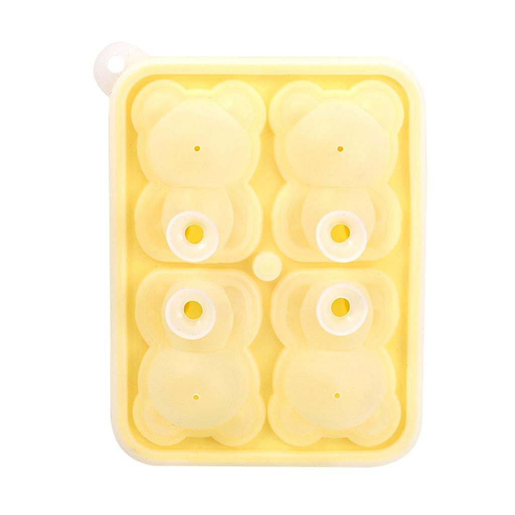 Little Bear Shape Ice Mold 4 Grids Silicone Ice Block Mould for Making Ice Cream Cake Candle